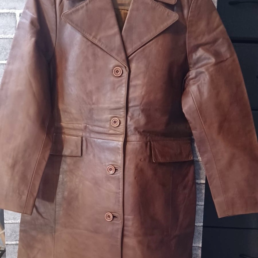 Brown Leather Women's Coat